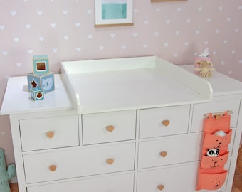 Puckdaddy Levi - changing top, 160x80x10 cm, wooden changing top in white, high quality changing table top suitable for IKEA Hemnes chests