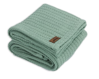 Knitted blanket Ilvy jade green cuddly blanket 72 x 100 cm