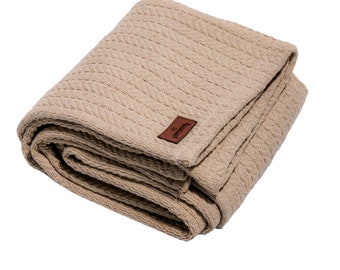 Knitted blanket Skady Sand cuddly blanket 72 x 100 cm