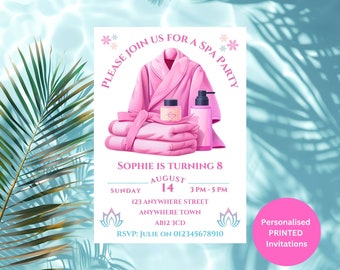 Personalized Pink Spa Party Birthday Invitation (Printed)