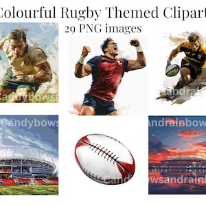 Colourful Rugby Inspired Clipart - Rugby Players, Rugby Stadium PNG Clipart - For Commercial Use