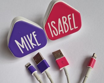Personalised Phone Charger Sticker Set: Waterproof Vinyl Decals