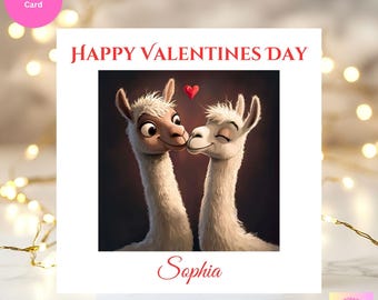 Personalized Llama Valentine's Day Card - Love Card