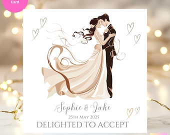 Personalised Handmade Wedding Acceptance Card, Sage Flowers, Son
