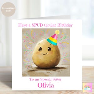 Personalised Potato Birthday Card: Spud-tacular Birthday