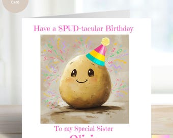 Personalised Potato Birthday Card: Spud-tacular Birthday