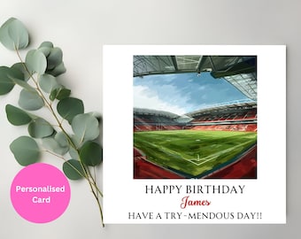 Personalised Principality Stadium Birthday Card - Rugby Pitch Birthday - Welsh Birthday Card