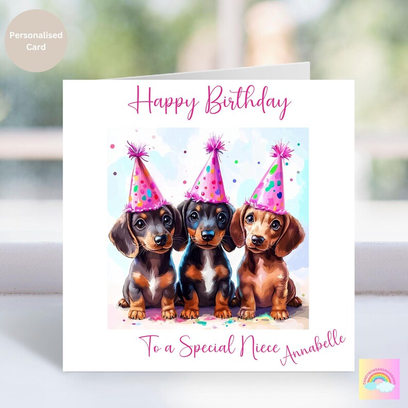 Personalised Cartoon Dachshund Birthday Card - Dog Lover Card - Etsy