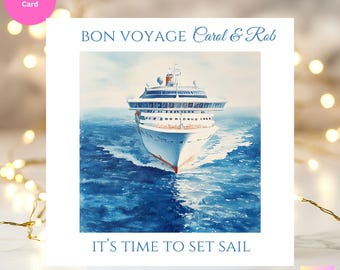 Personalized Bon Voyage Cruise Card: Watercolor Cruise Ship