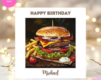Personalized Burger Birthday Card: Fast Foodie Gift