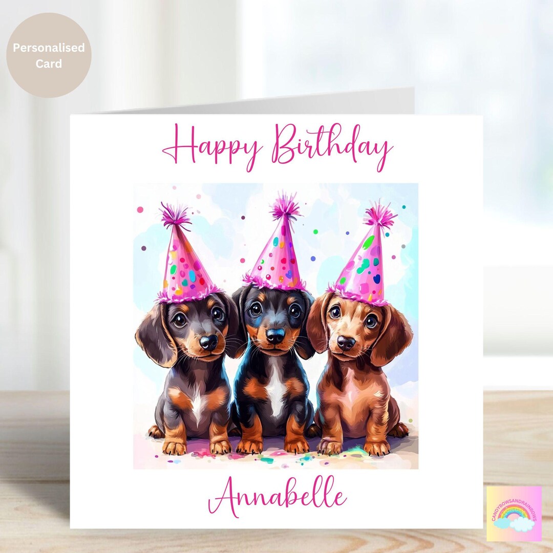 Personalised Cartoon Dachshund Birthday Card - Dog Lover Card - Etsy