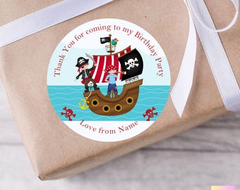 Personalised Pirate Ship Birthday Party Bag Stickers