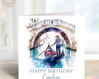 Personalised Venice Gondola Birthday Card - Italy Theme