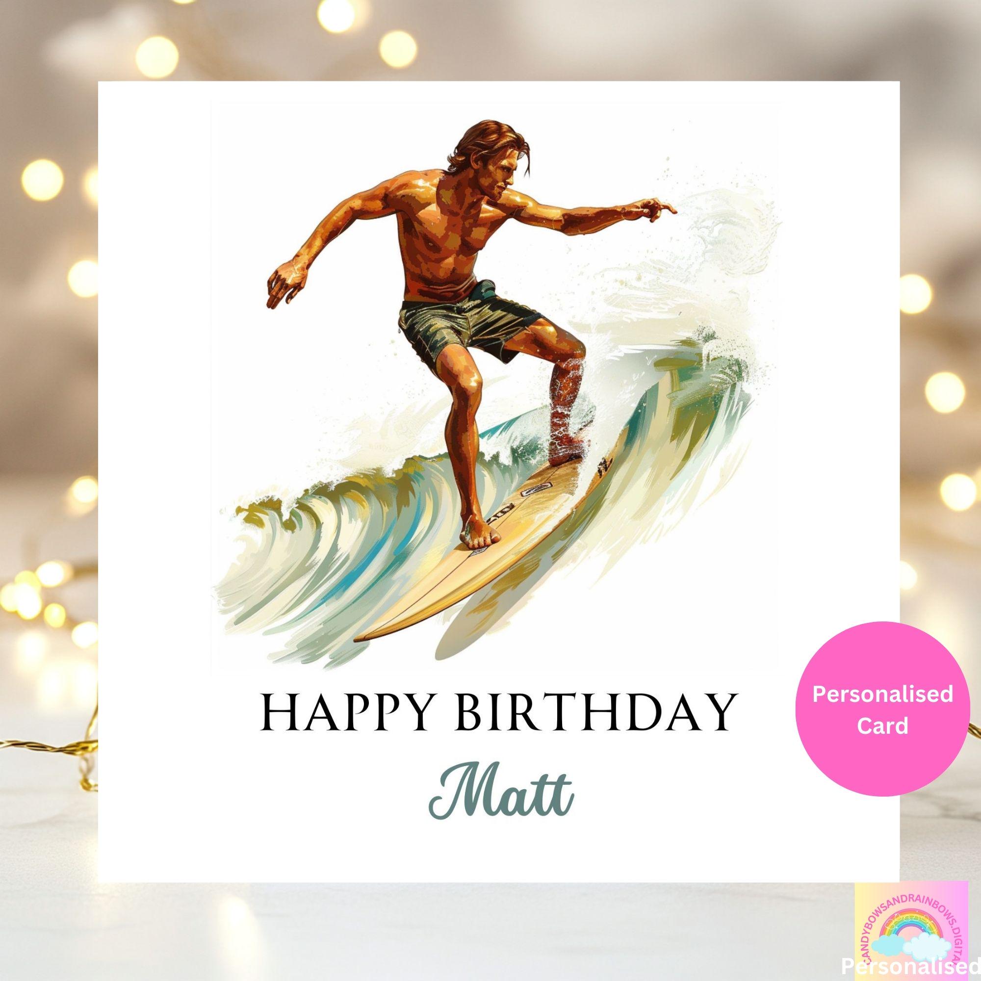 1 X Greeting Card Barrel Wave Surf Ocean Sea Surfer - Blank Birthday Celebration Anniversary #16969 - View #6