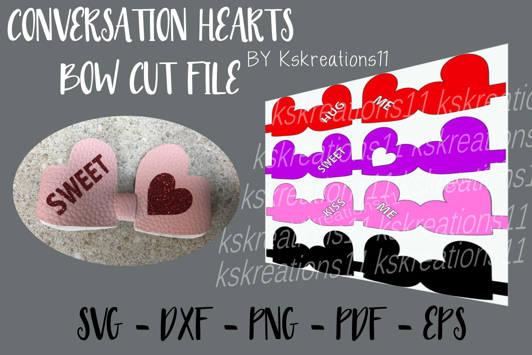 Download Conversation Heart Bow SVG Bow Cut File Dxf Template | Etsy