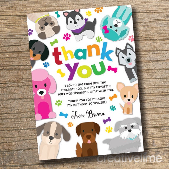 PRINTABLE Puppy Party Thank You Card Pet Adoption Birthday Etsy