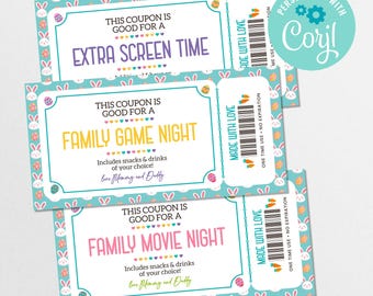 Libro de cupones de Pascua editable para niños (descarga instantánea)