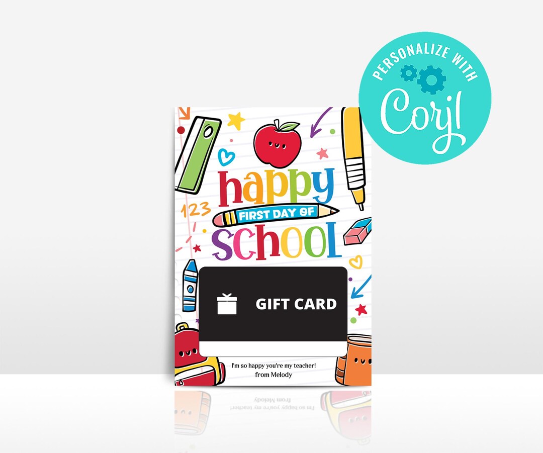 Editable First Day of School Gift Card Holder: Printable Template ...