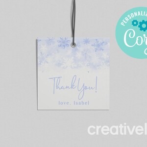 EDITABLE, INSTANT DOWNLOAD Winter Birthday Favor Tag Winter Wonderland Winter Princess Thank You Favor Tag Onederland Birthday Party Any Age