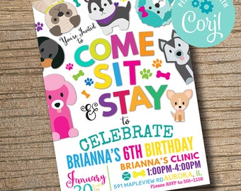 Invitación de cumpleaños de cachorro: Fiesta de adopción de mascotas editable (Descarga instantánea)