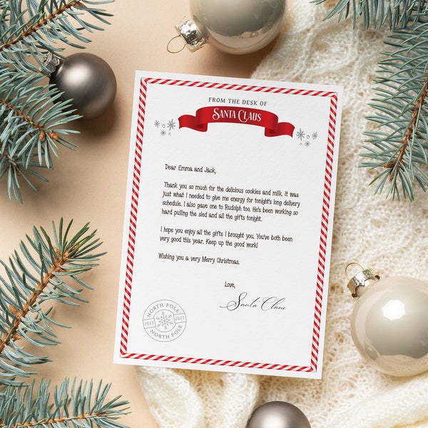 Editable Letter from Santa, Printable Letter from the North Pole, Christmas Eve Letter, Thank you letter Santa EDITABLE INSTANT DOWNLOAD