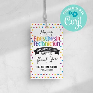 Anesthesia Tech Appreciation Gift Tag: Editable Thank You (Instant Download)