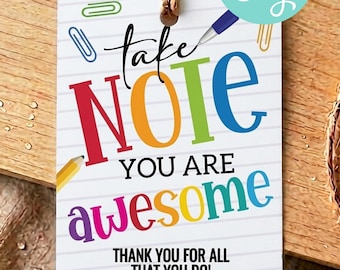 Editable Teacher Appreciation Gift Tags: Printable Thank You Cards (Instant Download, PDF Blank Included)