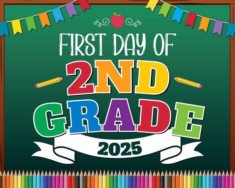 First Day of 2nd Grade Sign, Printable Back to School (digital Download ...