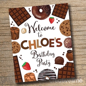 Chocolate Party Welcome Sign, Chocolate Desserts Birthday Sign, Dessert Party, Chocolate Desserts Sweets Sign (Printable)