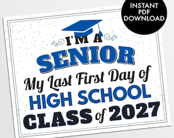 Senior Year 1st Day Sign: Grade 12 Printable Photo Prop (Digital Download)