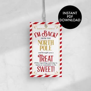 すぐにダウンロードできる「エルフが帰ってきた」タグ、「エルフがこんにちは」タグ、「エルフがおやつ」タグ、「北極」タグ、「エルフが帰ってきた」タグ（印刷可能なデジタルダウンロード）