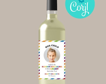 Personalized Teacher Holiday Wine Label, Our Child Gift (Digital Download)