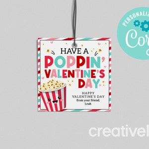 Haben Sie einen knallenden Valentinstag Popcorn Valentine Tag, Kinder Schüler Klassenzimmer Lehrer Mitarbeiter Kunde Valentine Tag EDITIERBARER SOFORTIGER DOWNLOAD