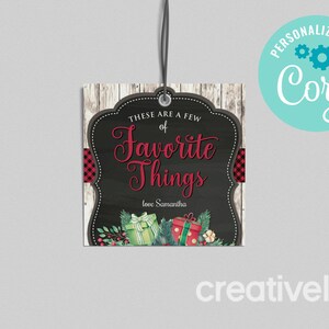 EDITABLE, DESCARGA INSTANTE Cosas Favoritas Etiqueta de Navidad, Fiesta de Navidad, Fiesta de Intercambio, Fiesta de Cosas Favoritas, Etiqueta de Regalo de Cosas Favoritas