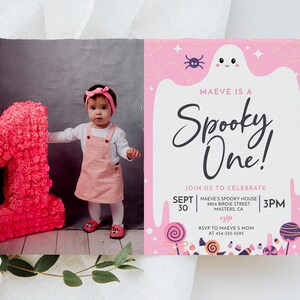 Spooky One Birthday Invitation, Halloween Birthday Invitation 1st Birthday Halloween Party, Spooky 1st Birthday EDITABLE, INSTANT DOWNLOAD