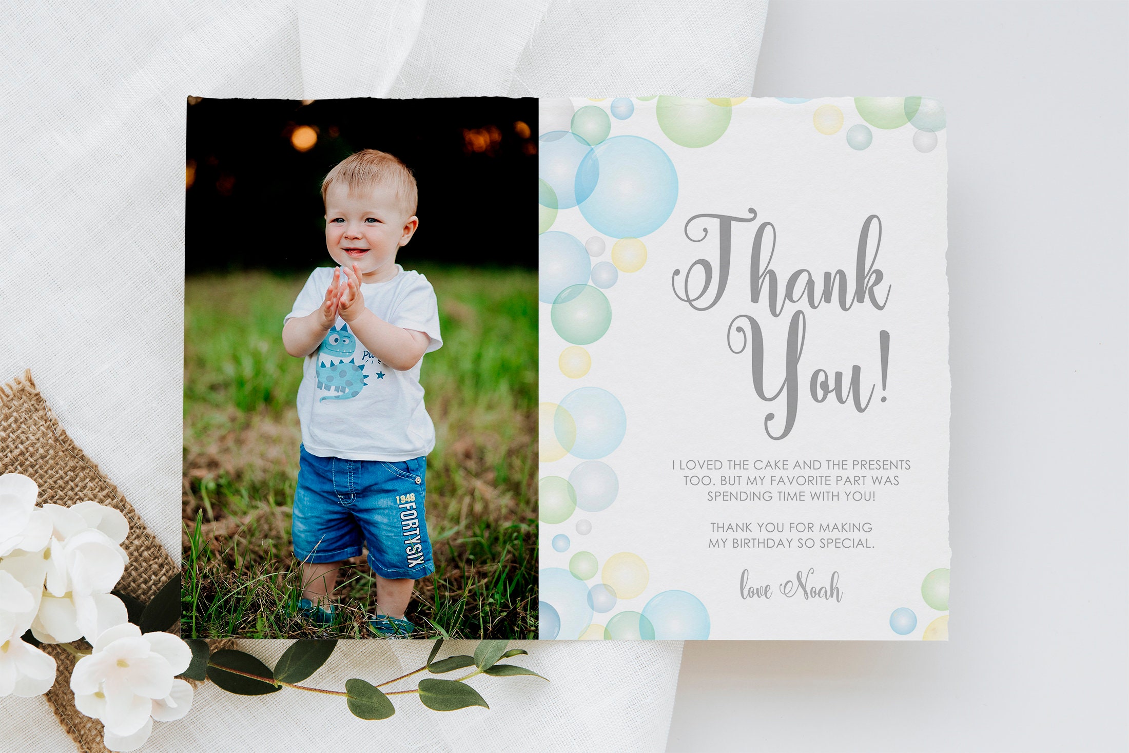 Thanks Fg Bubbles Birthday Thank You Card: Pastel Party (INSTANT DOWNLOAD) - Etsy ...