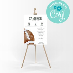 Football Birthday Milestone Board: Editable Stat Sign (Instant Download)