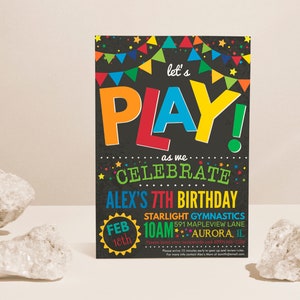 Play Place Birthday Invitation: Gymnastics, Trampoline (Instant Download)