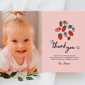 EDITABLE, INSTANT DOWNLOAD Berry First Birthday Party Thank You, Strawberry Birthday Invitations, 1st Birthday Party, Strawberry Invitation