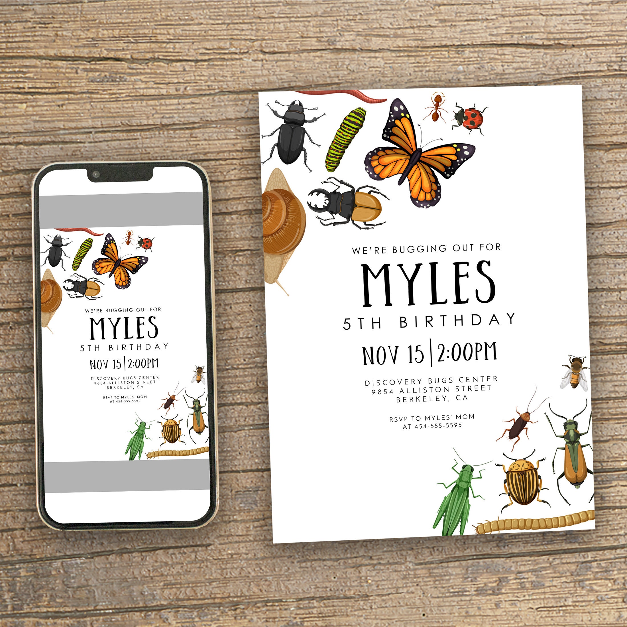 Bug Birthday Party Invitation: Insects Theme (EDITABLE INSTANT DOWNLOAD ...