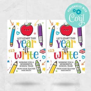 Commençons cette année par une étiquette cadeau pour la rentrée des classes, étiquette cadeau enseignant étudiant crayon imprimable TÉLÉCHARGEMENT MODIFIABLE