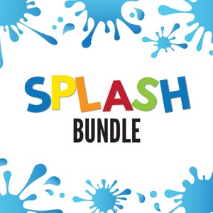 Waterslide Pool Party Splash Pad Birthday Bundle, Pool Party Birthday Party Package, Editable Digital Corjl Templates, Instant Download