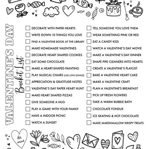 Valentine's Day Bucket List Printable, Valentine Bucket List Template, Bucket List Activities ...