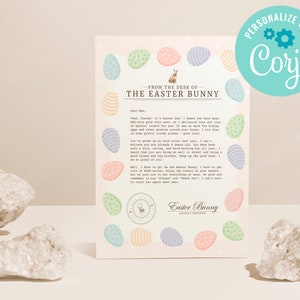 Carta editable del Conejo de Pascua, Carta imprimible del Conejo de Pascua, Pascua, Carta de agradecimiento Pascua DESCARGA INSTANTÁNEA EDITABLE