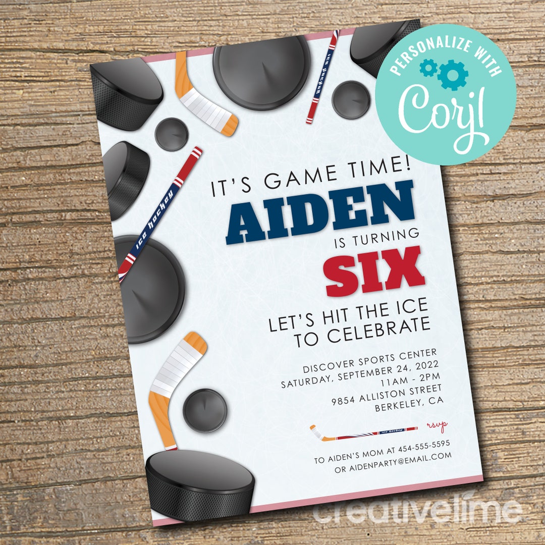 Hockey Birthday Party Invitation, Hockey Party, Hockey Invitation