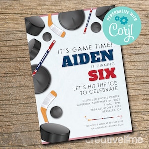 Hockey Birthday Party Invitation, Hockey Party, Hockey Invitation, Sport Birthday Invite, Sports Party, Any Age EDITABLE, INSTANT DOWNLOAD