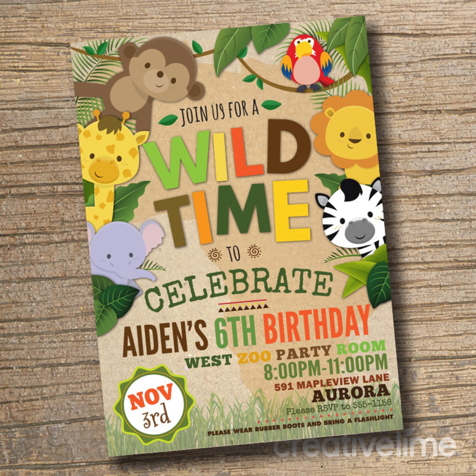 PRINTABLE Safari Invitation Safari Party Jungle Invitation Etsy Canada