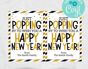 Editable New Year's Eve Gift Tag | Champagne Favor (Digital Download)