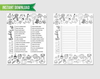 Editable Fall Bucket List Printable: Autumn Activities Checklist (Instant Download)