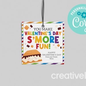 Sie machen Valentinstag S&#39;more Fun Geschenkanhänger Schule Valentinstag behandelt Lehrer Mitarbeiter Kunde Schüler Valentinstag Valentinstag Karte EDITIERBARER SOFORTIGER DOWNLOAD